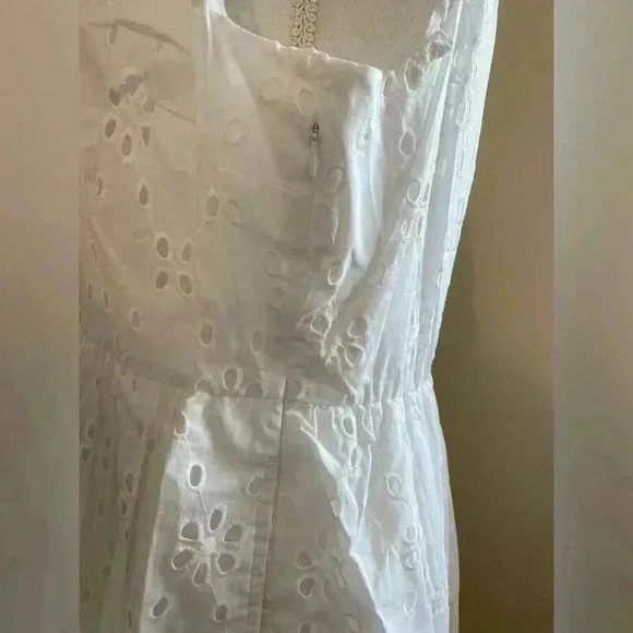 J. Crew -White Floral Eyelet Ruffle Midi Dress Size 12 NWT - Picture 12 of 15